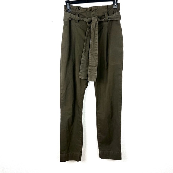 FRAME Commander Olive Green Paper Bag Waist
Twill Ankle Pants Size 27 - Picture 3 of 9